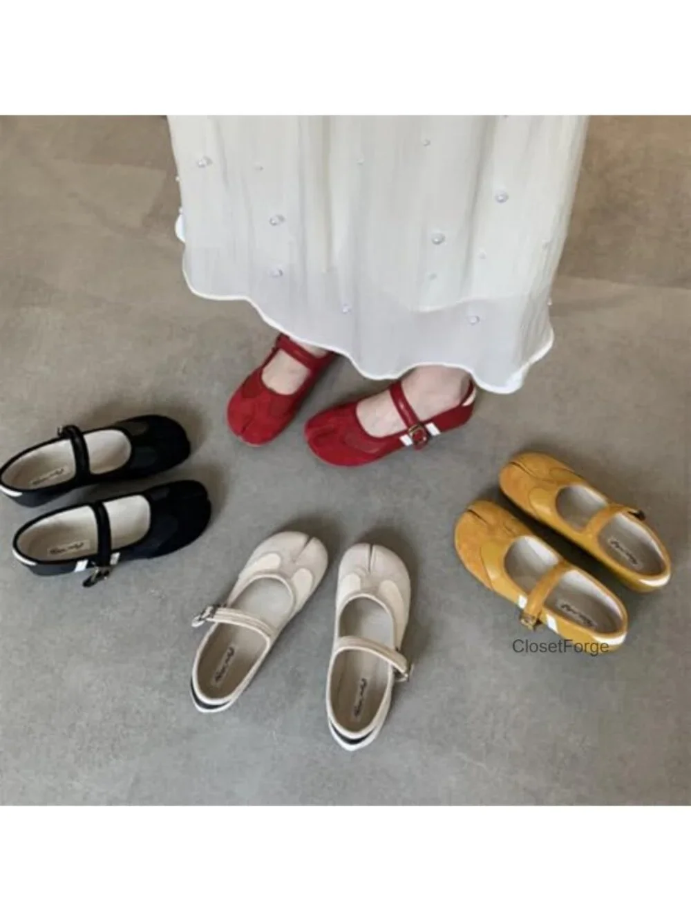 Geerta Tabi Mary Janes Women's Flats Shoes Orthopedic Split Toe Low Top Cute